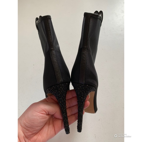 Karl Lagerfeld Black Mesh Clea Stiletto Bootie Size 8.5 Pointed Toe EUC - Picture 6 of 17